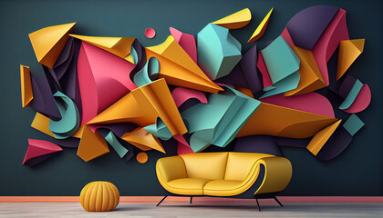 3D abstract shapes background Image created with Generative AI technology