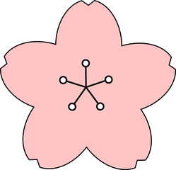 Illustration of a cute and simple cherry blossom isolated