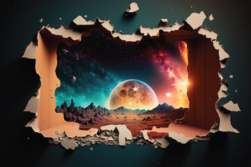 Cut Background |  Illustration Art Futuristic Background Wall Art Wall Paper | Desktop Wall Paper | sci-fi art Space Cosmic Backdrop |  AI Generated