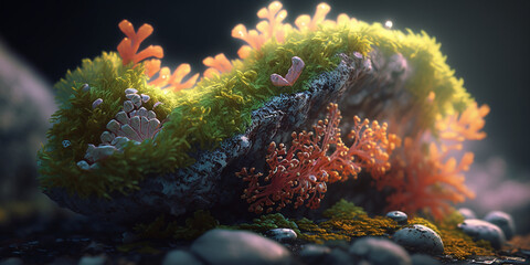 beautiful close-up moss digital art painting