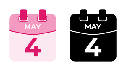 May 4 flat daily spiral calendar icon date vector image in matching color scheme. Suitable and perfect for design material, such as event or reminder. The best editable graphic resources.