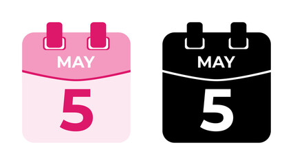 May 5 flat daily spiral calendar icon date vector image in matching color scheme. Suitable and perfect for design material, such as event or reminder. The best editable graphic resources.