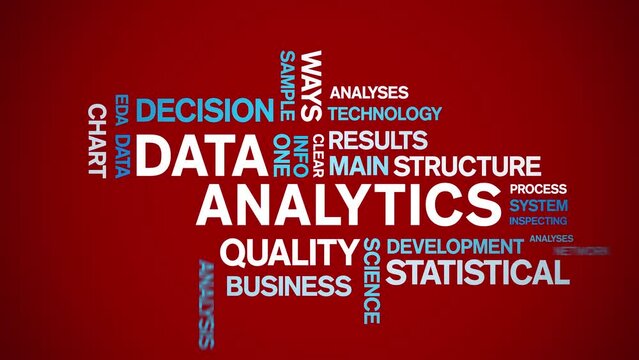 4k Data Analytics Animated Tag Word Cloud;Text Design big data Animation typography seamless loop.