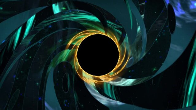 cartoon space, solar eclipse, black hole. Loop