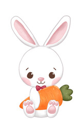Fototapeta premium White rabbit with carrot