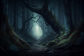 Deep and dark enchanted forest