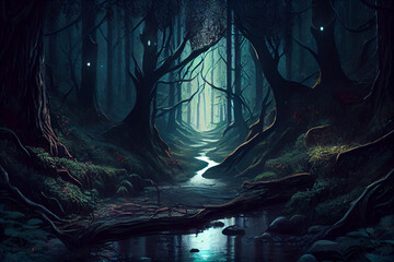 Deep and dark enchanted forest