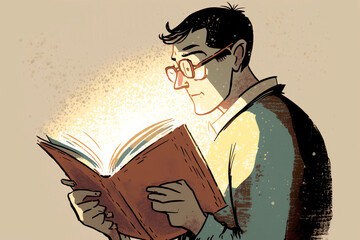 Man reading a book. Generative AI