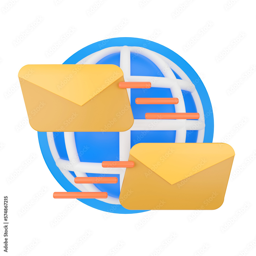 Poster sending email. communication concept 3d rendering.