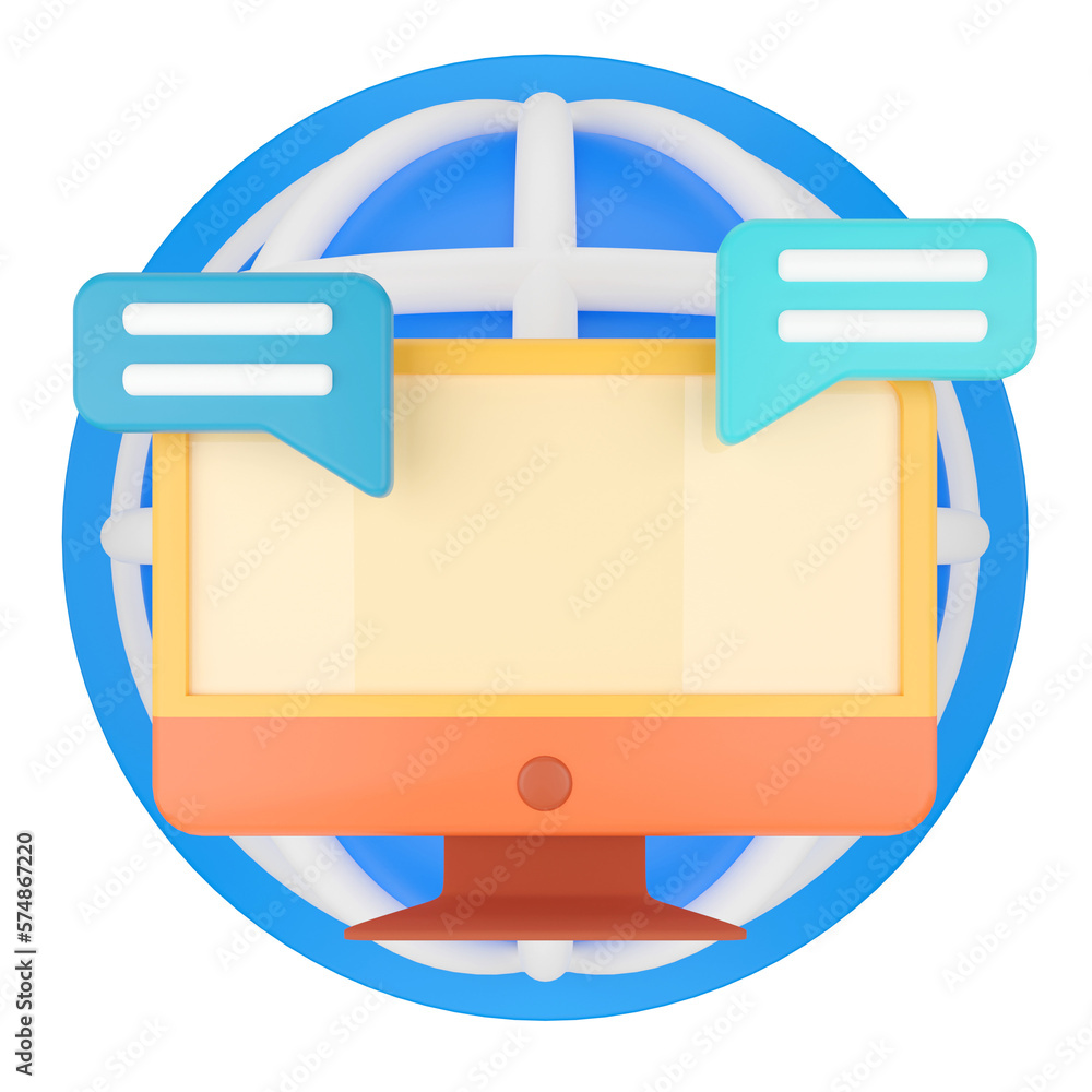 Aufkleber pc computer. communication concept 3d rendering.
