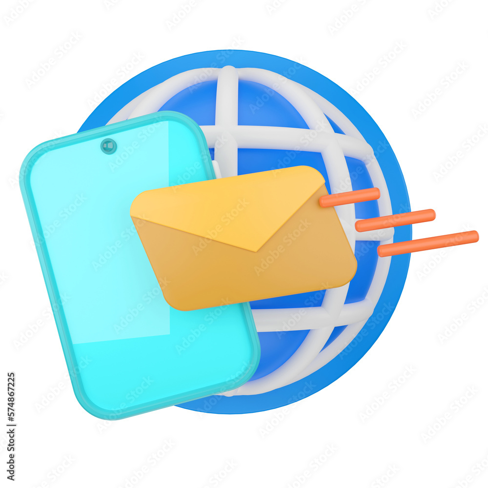 Poster receiving email. communication concept 3d rendering.