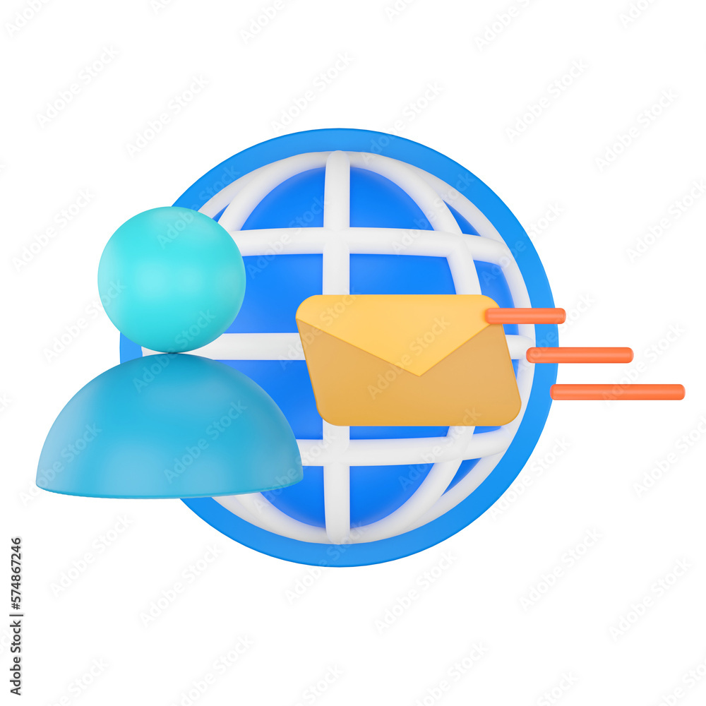 Poster receiving email. communication concept 3d rendering.