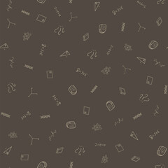 Back to school freehand drawings doodle seamless pattern.