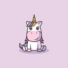 Cute unicorn smiling cartoon illustration