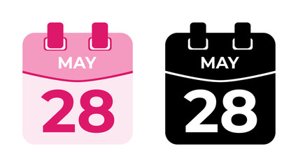 May 28 flat daily spiral calendar icon date vector image in matching color scheme. Suitable and perfect for design material, such as event or reminder. The best editable graphic resources.