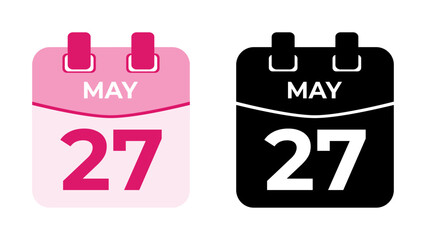 May 27 flat daily spiral calendar icon date vector image in matching color scheme. Suitable and perfect for design material, such as event or reminder. The best editable graphic resources.