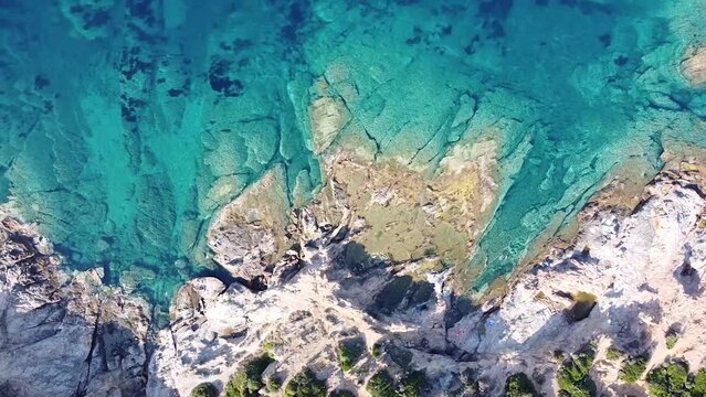 Drone on Calafuria reef in Tuscany