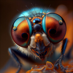 Macro eye of a fly insect closeup Generative ai