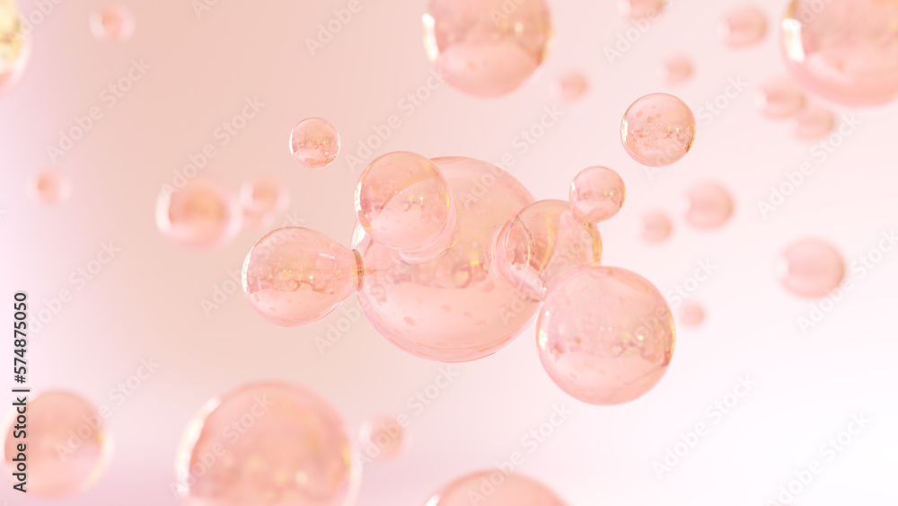 Poster a moisturizing serum is created when bubbles combine. a macro shot's ingredients come together to fo