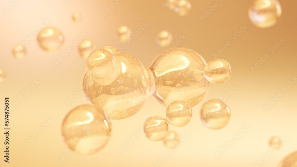 Poster bubbles merge to form a nutritious serum. a serum is made up of the elements of a macro shot. metaba