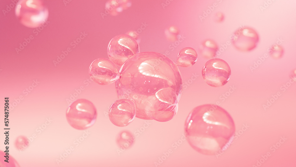 Aufkleber bubbles merge into a nutritious serum. a serum is formed of the components of a macro shot. metaball