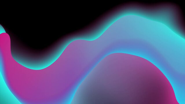 Blue purple neon smooth blurred wave on black background. Seamless looping motion design. Video animation Ultra HD 4K 3840x2160