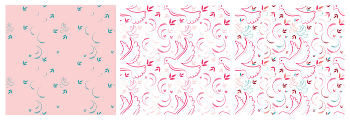 Pattern design collection bird with flower modern trendy style.
Fabric pattern seamless patterns.