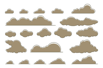 Vector Collection of Flat Clouds of Different Shapes and Sizes. Cloud symbol for design, website, logo, app, UI