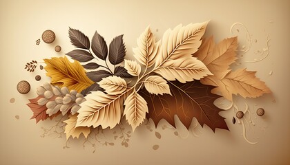 Beautiful Designer Seasonal Background with Beige Color Hue Autumn Modern Wallpaper Template with Vibrant Hues and Stunning Scenery for Presentation, Ad, and All Applications (generative AI)
