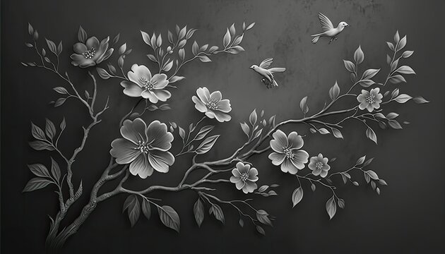 Beautiful Designer Seasonal Background with Charcoal gray Color Hue Spring Modern Wallpaper Template with Vibrant Hues and Stunning Scenery for Presentation, Ad, and All Applications (generative AI)