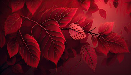 Beautiful Designer Seasonal Background with Crimson red Color Hue Autumn Modern Wallpaper Template with Vibrant Hues and Stunning Scenery for Presentation, Ad, and All Applications (generative AI)