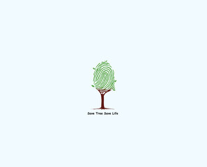 Save Tree Save Life. fingerprint and tree concept. Vector illustrations. Environment day concept