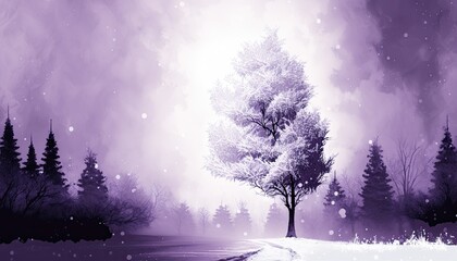 Beautiful Designer Seasonal Background with Light purple Color Hue Winter Modern Wallpaper Template with Vibrant Hues and Stunning Scenery for Presentation, Ad, and All Applications (generative AI)