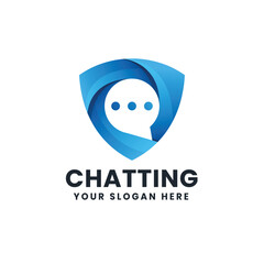 Chat Defender Gradient Logo Vector Icon Illustration