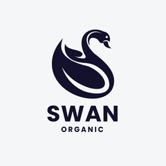 Swan Leaf Vintage Logo Vector Icon Illustration