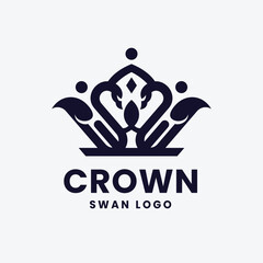 Crown Swan Vintage Logo Vector Icon Illustration