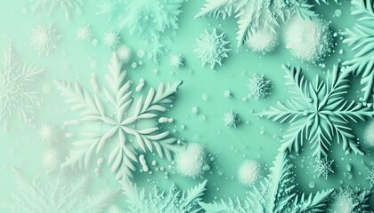 Beautiful Designer Seasonal Background with Mint green Color Hue Winter Modern Wallpaper Template with Vibrant Hues and Stunning Scenery for Presentation, Ad, and All Applications (generative AI)