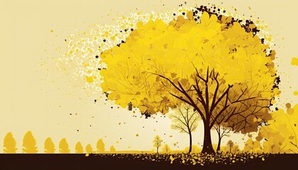 Beautiful Designer Seasonal Background with Mustard yellow Color Hue Autumn Modern Wallpaper Template with Vibrant Hues and Stunning Scenery for Presentation, Ad, and All Applications (generative AI)