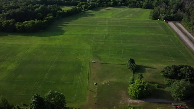 Aerial view of ultimate frisbee pitches high angle