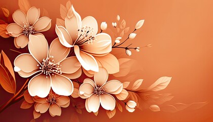 Beautiful Designer Seasonal Background with Pale orange Color Hue Spring Modern Wallpaper Template with Vibrant Hues and Stunning Scenery for Presentation, Ad, and All Applications (generative AI)