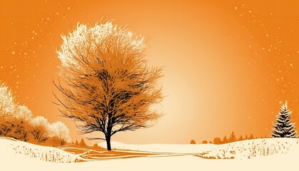 Beautiful Designer Seasonal Background with Pale orange Color Hue Winter Modern Wallpaper Template with Vibrant Hues and Stunning Scenery for Presentation, Ad, and All Applications (generative AI)