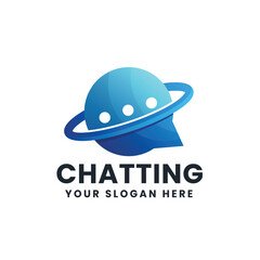 Chat World Gradient Logo Vector Icon Illustration