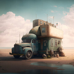 truck in the desert, made with generative AI