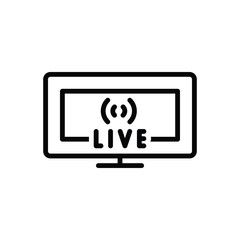 Black line icon for streaming