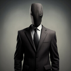 Abstract business man in a suit without a face. Generated by AI