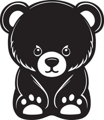 Cute Bear Logo Monochrome Design Style
