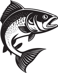Fish Logo Monochrome Design Style
