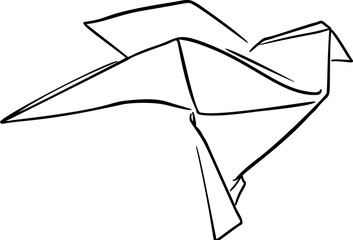 Paper bird sketch vector illustration art