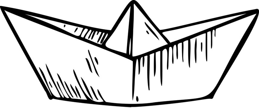 Paper boat sketch vector illustration hand draw