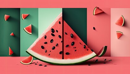 Beautiful Designer Seasonal Background with Watermelon Pink Color Hue Summer Modern Wallpaper Template with Vibrant Hues and Stunning Scenery for Presentation, Ad, and All Applications (generative AI)